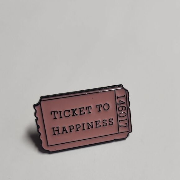 Pink Ticket to Happiness Pin - Picture 1 of 3
